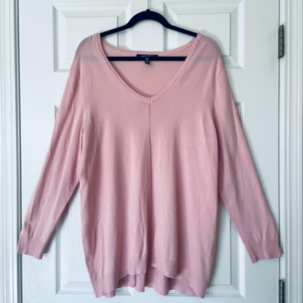 💕 Ellen Tracy Pink V-Neck Tunic Sweater